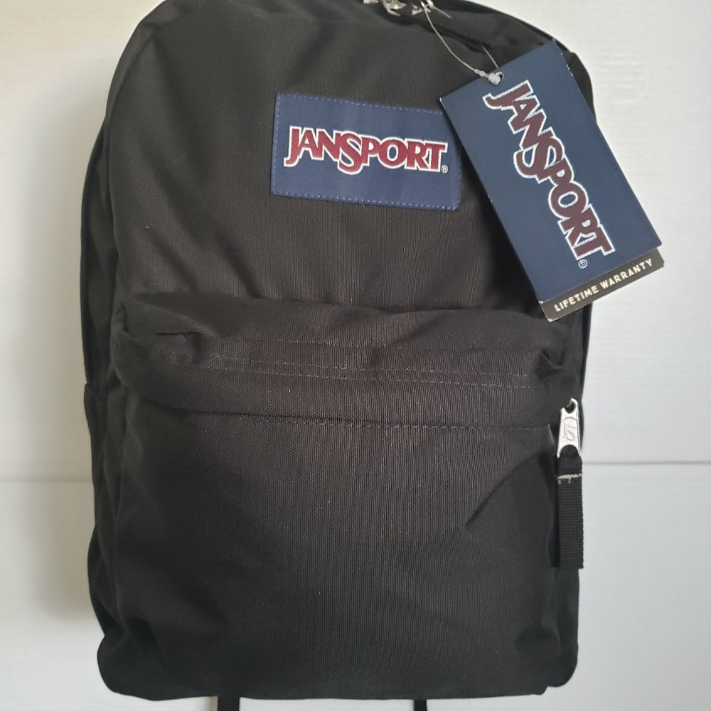 JANSPORT NEW Backpack black classic original Superbreak back to school bag strap